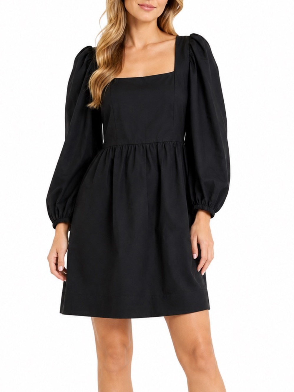 ba&sh Black Palavia Puff Sleeve Mini Dress Size 3 (US 8/L) Viscose Linen Blend
